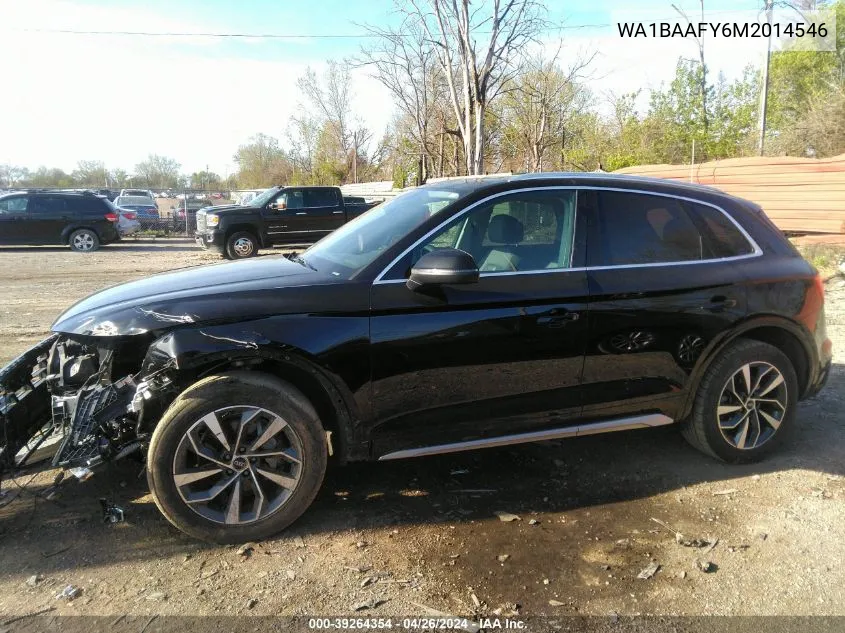 2021 Audi Q5 Premium Plus 45 Tfsi Quattro S Tronic VIN: WA1BAAFY6M2014546 Lot: 39264354