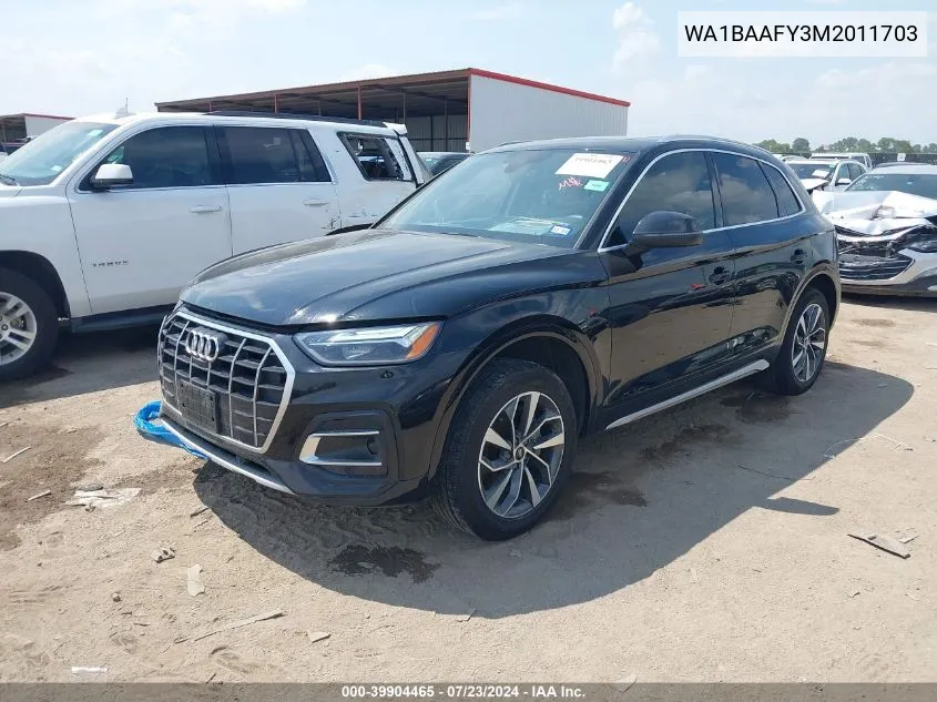 2021 Audi Q5 Premium Plus 45 Tfsi Quattro S Tronic VIN: WA1BAAFY3M2011703 Lot: 39904465