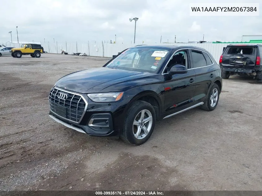 2021 Audi Q5 Premium 45 Tfsi Quattro S Tronic VIN: WA1AAAFY2M2067384 Lot: 39935176