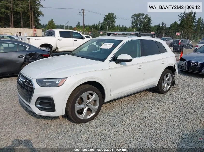 2021 Audi Q5 Premium Plus 45 Tfsi Quattro S Tronic VIN: WA1BAAFY2M2130942 Lot: 40060806