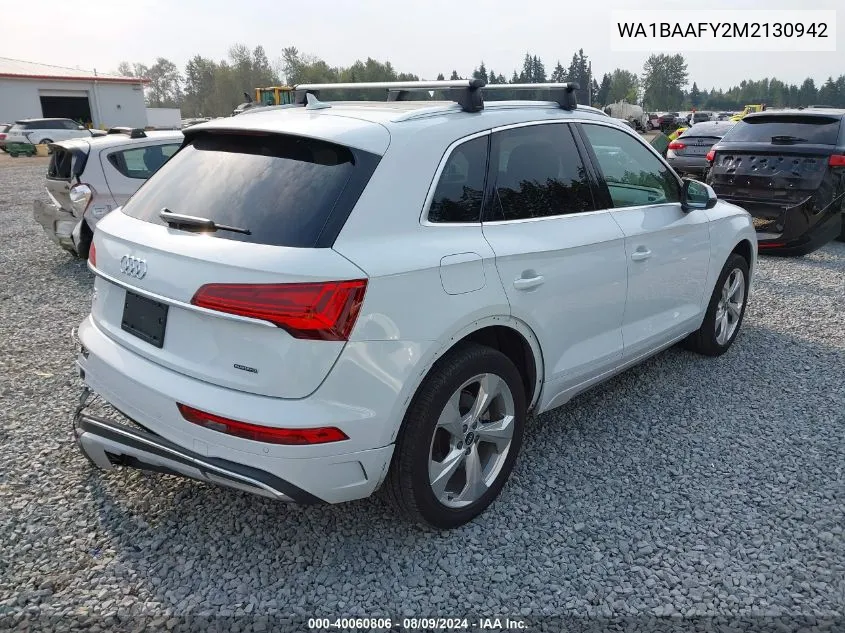 WA1BAAFY2M2130942 2021 Audi Q5 Premium Plus 45 Tfsi Quattro S Tronic