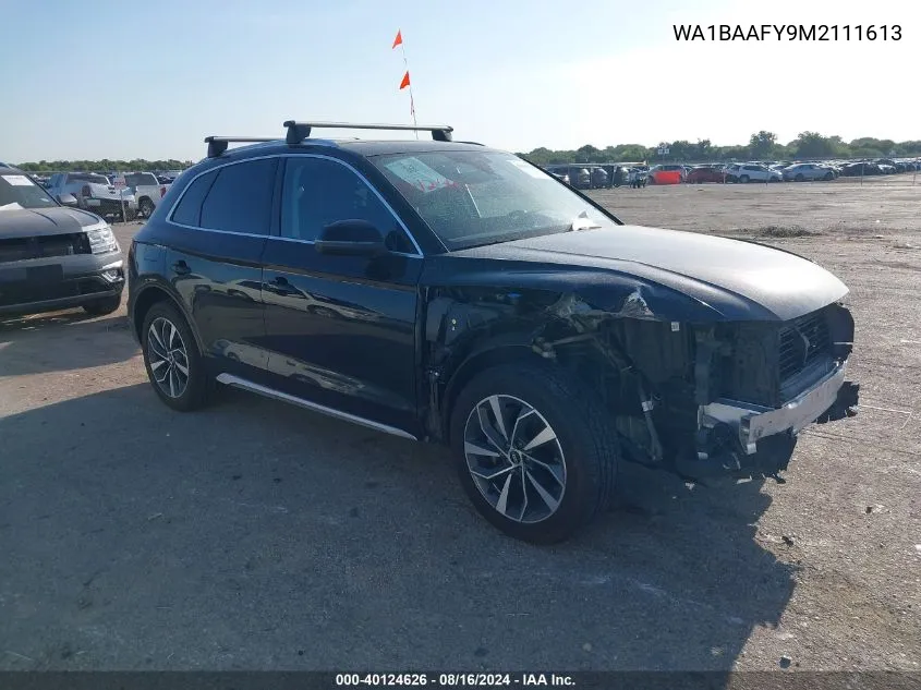 2021 Audi Q5 Premium Plus 45 Tfsi Quattro S Tronic VIN: WA1BAAFY9M2111613 Lot: 40124626