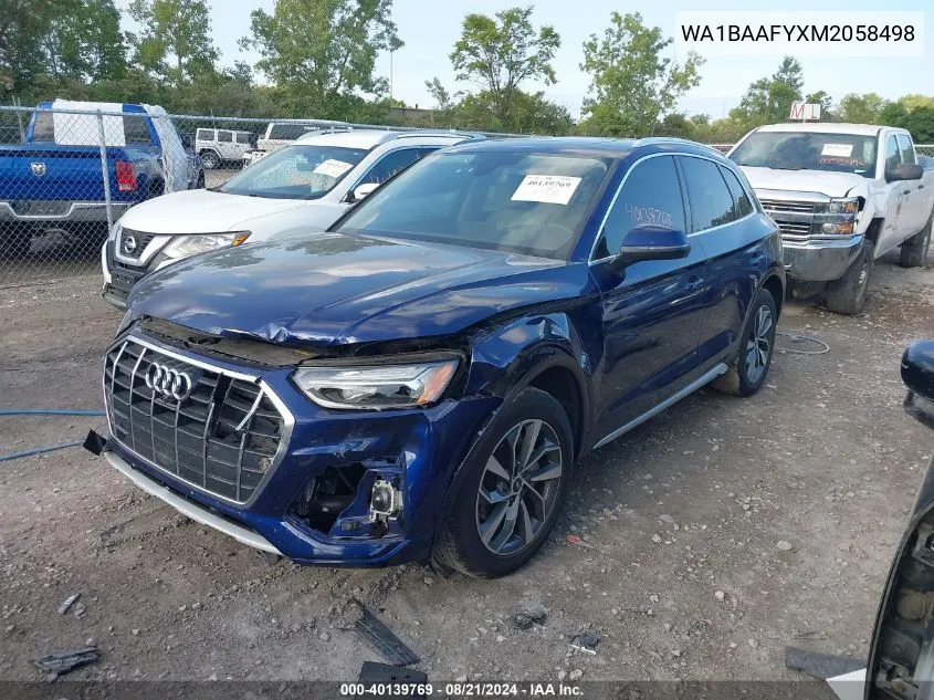 WA1BAAFYXM2058498 2021 Audi Q5 Premium Plus