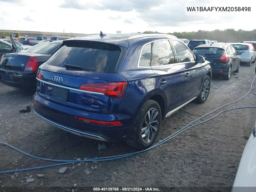 WA1BAAFYXM2058498 2021 Audi Q5 Premium Plus