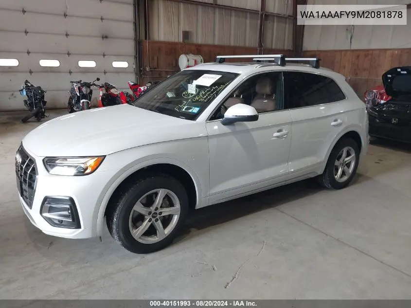 2021 Audi Q5 Premium 45 Tfsi Quattro S Tronic VIN: WA1AAAFY9M2081878 Lot: 40151993