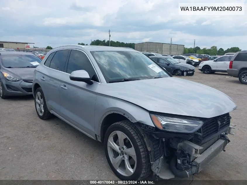 2021 Audi Q5 Premium Plus 45 Tfsi Quattro S Tronic VIN: WA1BAAFY9M2040073 Lot: 40170043