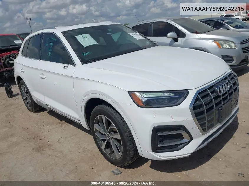 2021 Audi Q5 Premium 45 Tfsi Quattro S Tronic VIN: WA1AAAFY8M2042215 Lot: 40186545