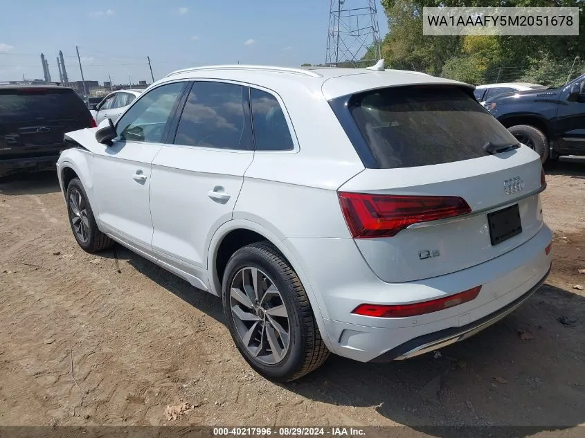 2021 Audi Q5 Premium 45 Tfsi Quattro S Tronic VIN: WA1AAAFY5M2051678 Lot: 40217996