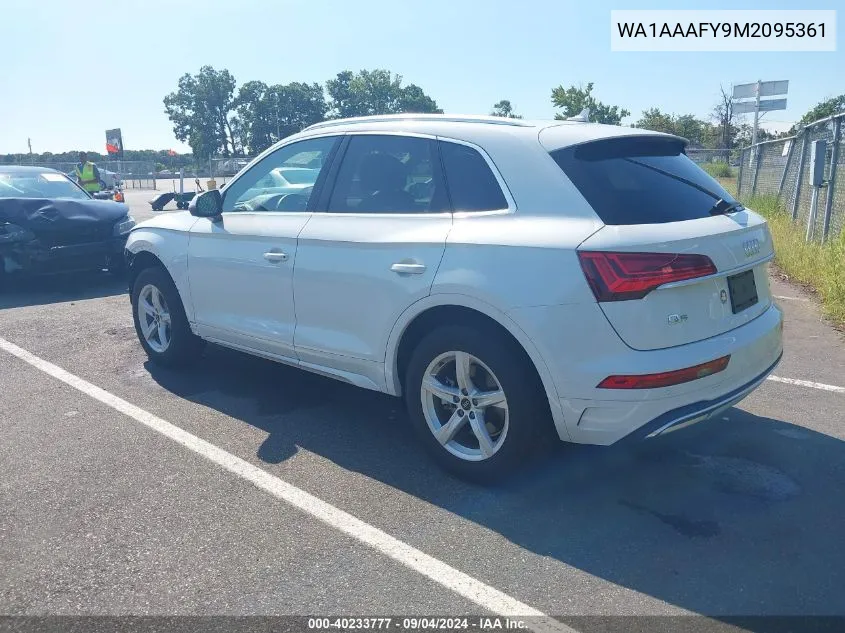 2021 Audi Q5 Premium 45 Tfsi Quattro S Tronic VIN: WA1AAAFY9M2095361 Lot: 40233777