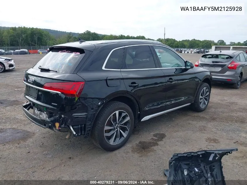 2021 Audi Q5 Premium Plus 45 Tfsi Quattro S Tronic VIN: WA1BAAFY5M2125928 Lot: 40279231