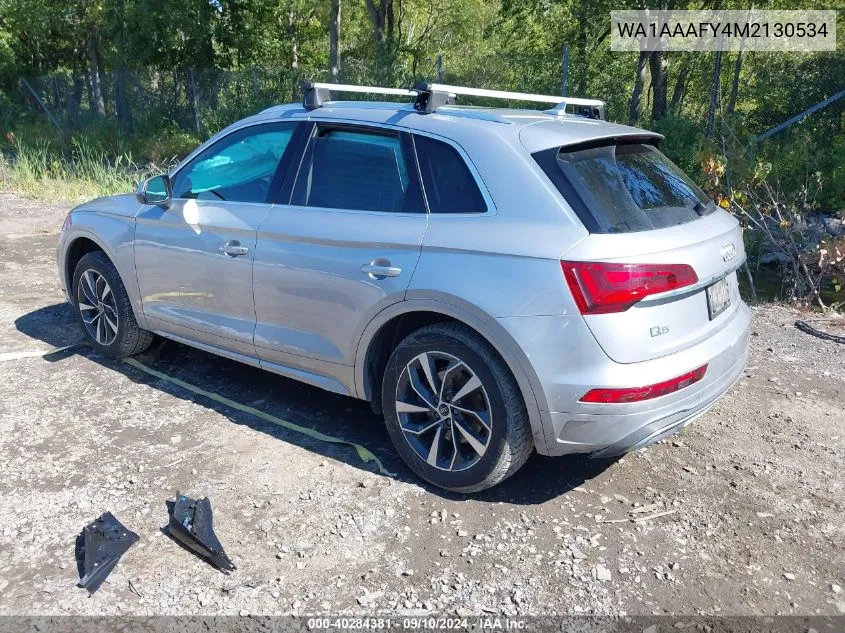 2021 Audi Q5 Premium 45 Tfsi Quattro S Tronic VIN: WA1AAAFY4M2130534 Lot: 40284381