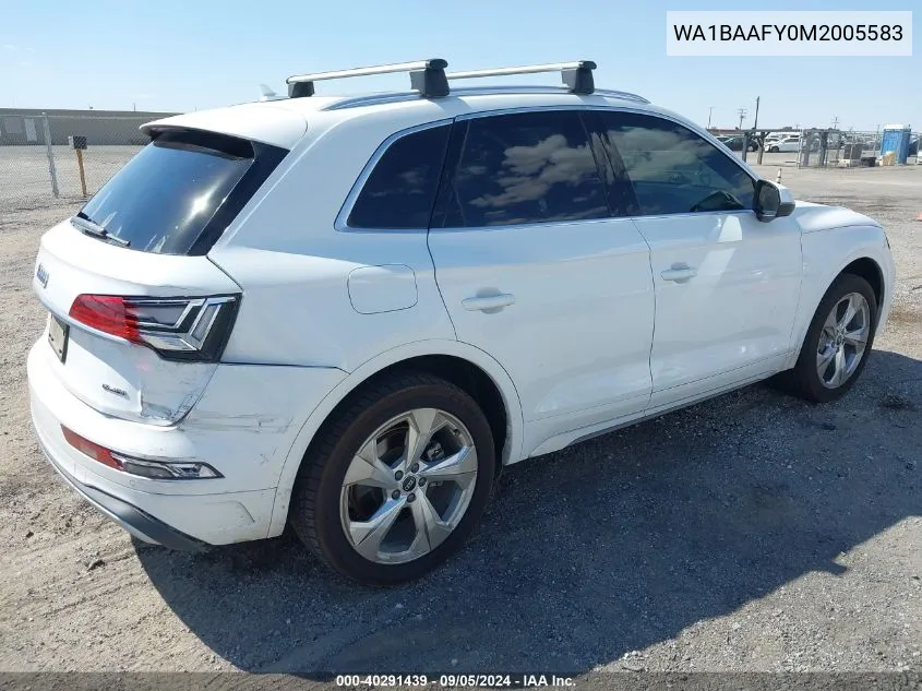 WA1BAAFY0M2005583 2021 Audi Q5 Premium Plus 45 Tfsi Quattro S Tronic