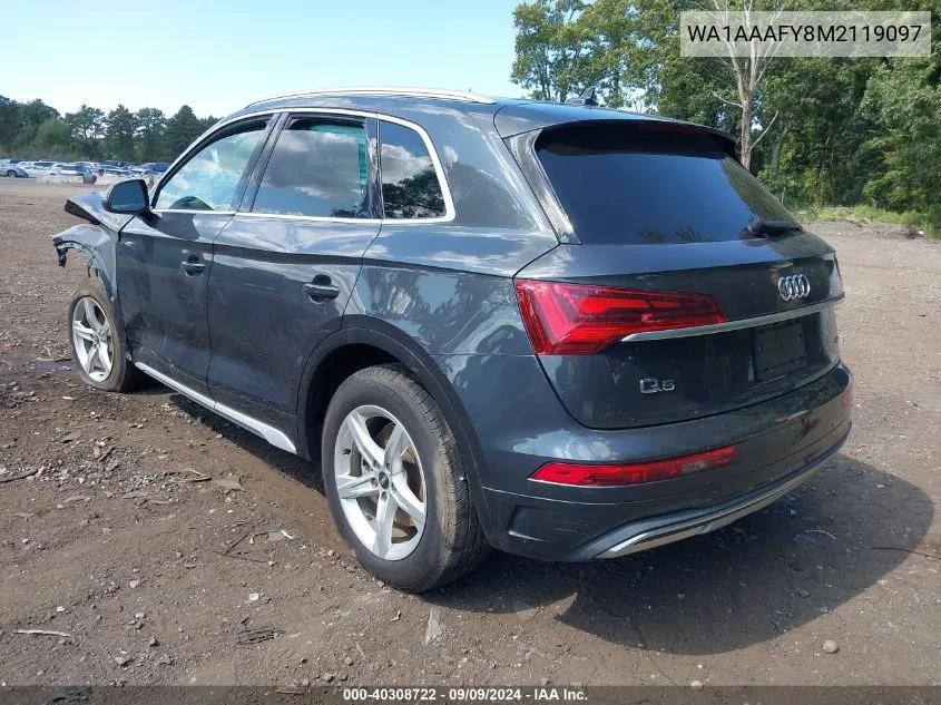 2021 Audi Q5 Premium 45 Tfsi Quattro S Tronic VIN: WA1AAAFY8M2119097 Lot: 40308722