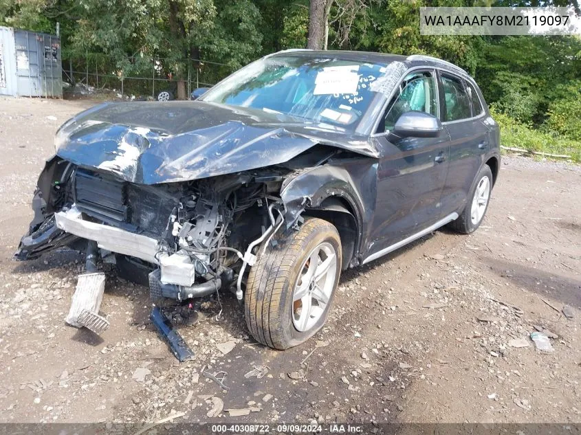 2021 Audi Q5 Premium 45 Tfsi Quattro S Tronic VIN: WA1AAAFY8M2119097 Lot: 40308722