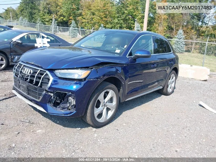 2021 Audi Q5 Prestige VIN: WA1CAAFY6M2017483 Lot: 40331254