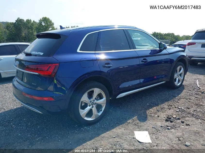 WA1CAAFY6M2017483 2021 Audi Q5 Prestige