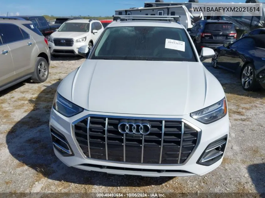 2021 Audi Q5 Premium Plus 45 Tfsi Quattro S Tronic VIN: WA1BAAFYXM2021614 Lot: 40493654