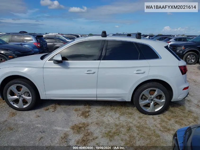 2021 Audi Q5 Premium Plus 45 Tfsi Quattro S Tronic VIN: WA1BAAFYXM2021614 Lot: 40493654