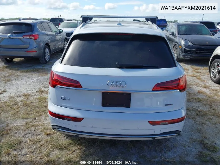 2021 Audi Q5 Premium Plus 45 Tfsi Quattro S Tronic VIN: WA1BAAFYXM2021614 Lot: 40493654