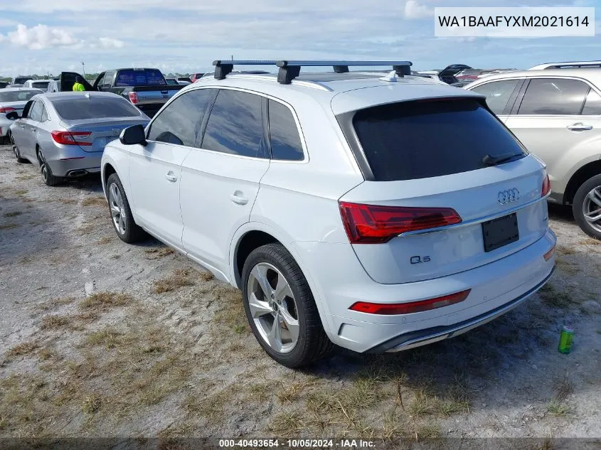 2021 Audi Q5 Premium Plus 45 Tfsi Quattro S Tronic VIN: WA1BAAFYXM2021614 Lot: 40493654