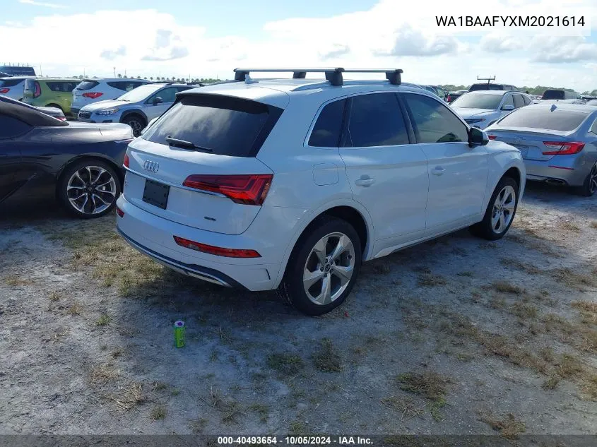 2021 Audi Q5 Premium Plus 45 Tfsi Quattro S Tronic VIN: WA1BAAFYXM2021614 Lot: 40493654