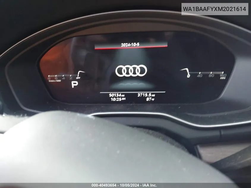 2021 Audi Q5 Premium Plus 45 Tfsi Quattro S Tronic VIN: WA1BAAFYXM2021614 Lot: 40493654