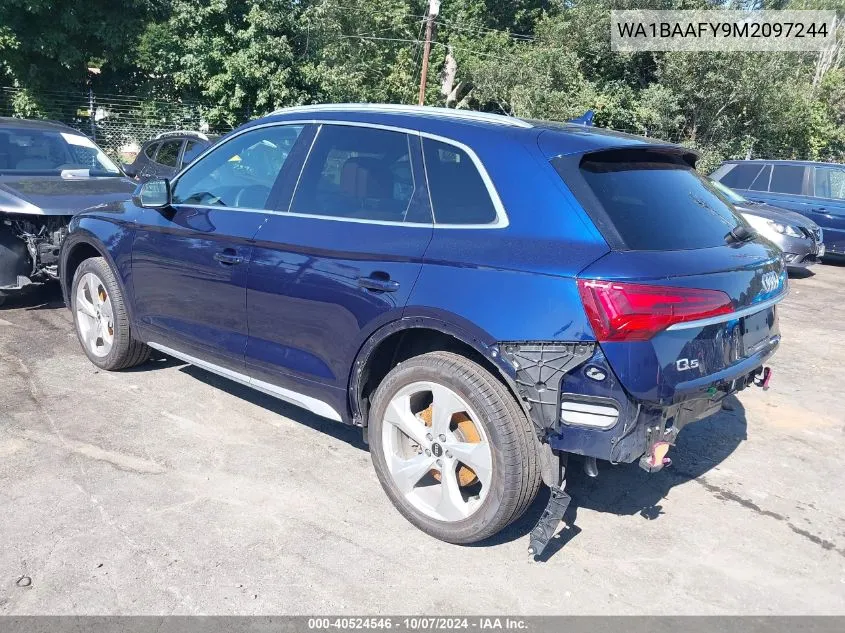 2021 Audi Q5 Premium Plus 45 Tfsi Quattro S Tronic VIN: WA1BAAFY9M2097244 Lot: 40524546