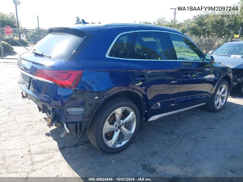 2021 Audi Q5 Premium Plus 45 Tfsi Quattro S Tronic VIN: WA1BAAFY9M2097244 Lot: 40524546