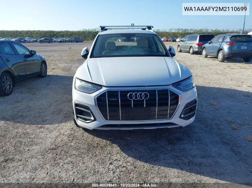 2021 Audi Q5 Premium 45 Tfsi Quattro S Tronic VIN: WA1AAAFY2M2110699 Lot: 40539841