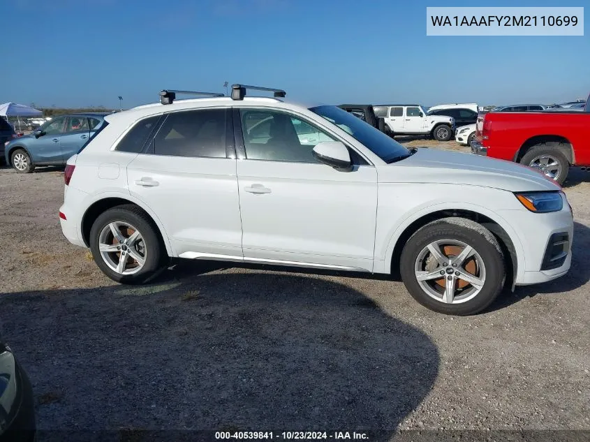 2021 Audi Q5 Premium 45 Tfsi Quattro S Tronic VIN: WA1AAAFY2M2110699 Lot: 40539841