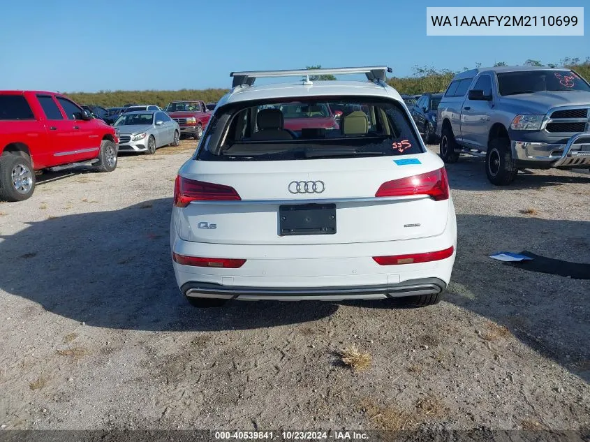 2021 Audi Q5 Premium 45 Tfsi Quattro S Tronic VIN: WA1AAAFY2M2110699 Lot: 40539841