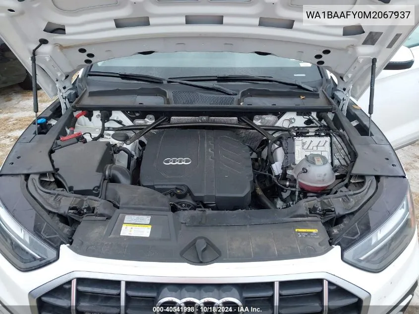 2021 Audi Q5 Premium Plus 45 Tfsi Quattro S Tronic VIN: WA1BAAFY0M2067937 Lot: 40541998