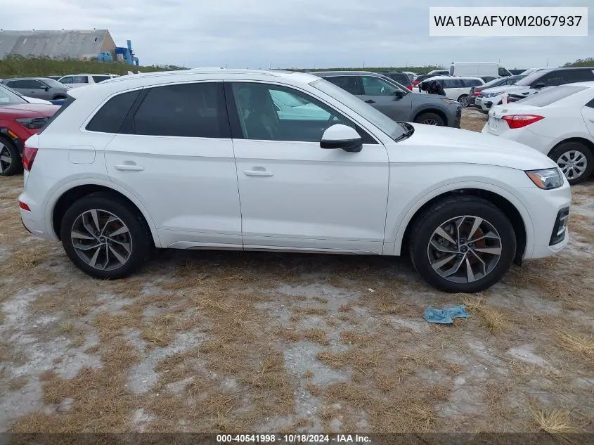 2021 Audi Q5 Premium Plus 45 Tfsi Quattro S Tronic VIN: WA1BAAFY0M2067937 Lot: 40541998