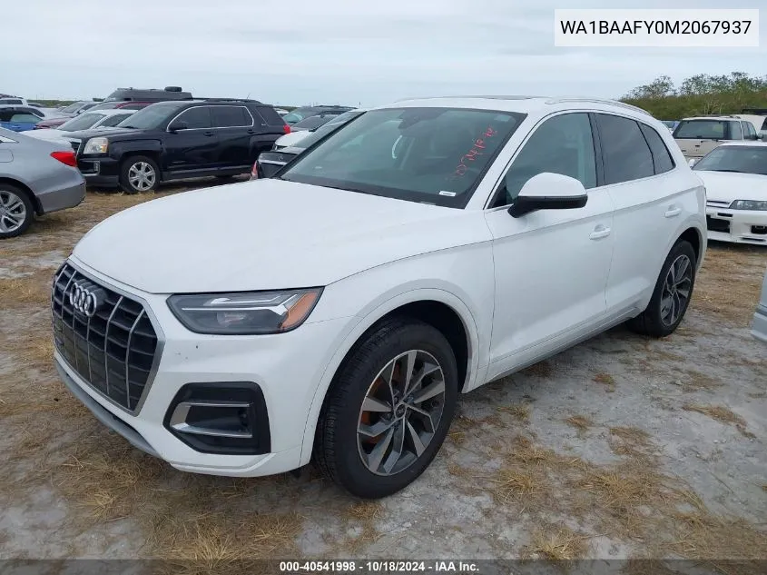 2021 Audi Q5 Premium Plus 45 Tfsi Quattro S Tronic VIN: WA1BAAFY0M2067937 Lot: 40541998