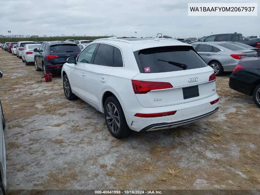 2021 Audi Q5 Premium Plus 45 Tfsi Quattro S Tronic VIN: WA1BAAFY0M2067937 Lot: 40541998