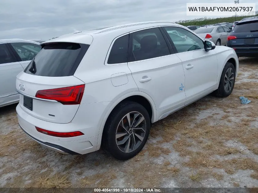 2021 Audi Q5 Premium Plus 45 Tfsi Quattro S Tronic VIN: WA1BAAFY0M2067937 Lot: 40541998