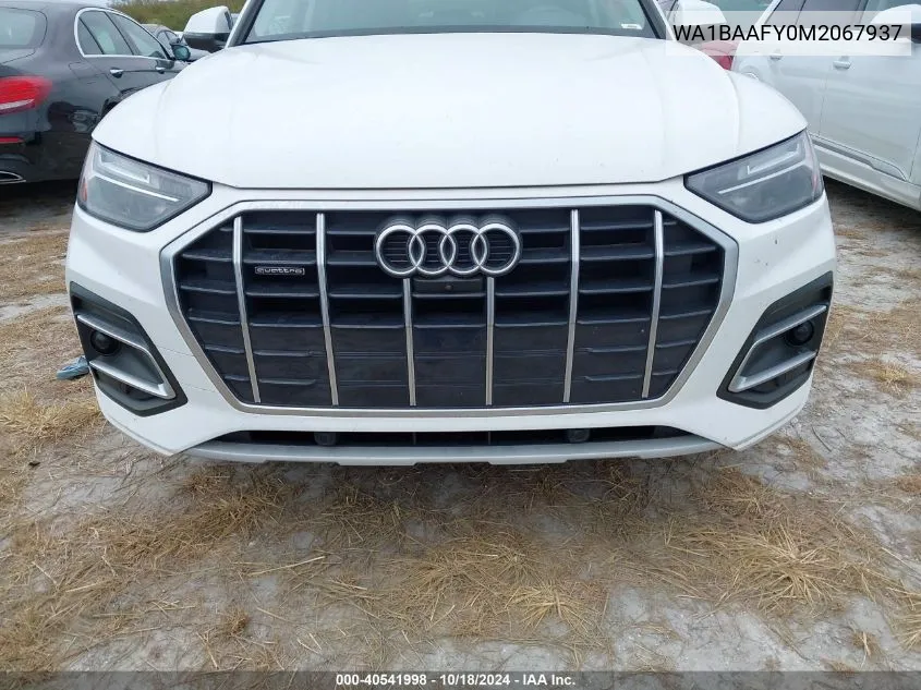 2021 Audi Q5 Premium Plus 45 Tfsi Quattro S Tronic VIN: WA1BAAFY0M2067937 Lot: 40541998