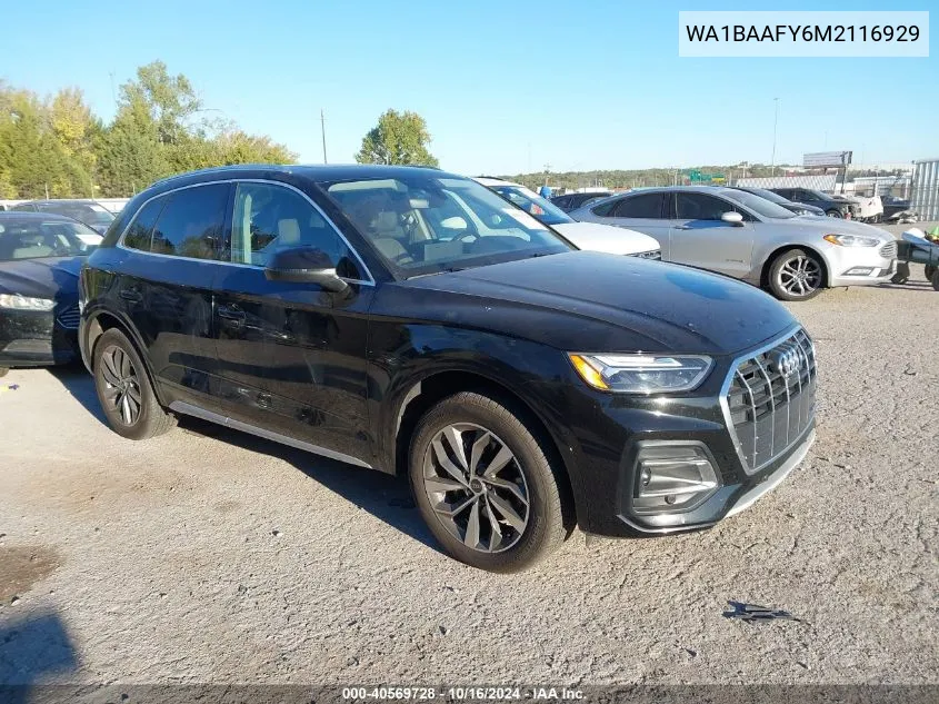 2021 Audi Q5 Premium Plus 45 Tfsi Quattro S Tronic VIN: WA1BAAFY6M2116929 Lot: 40569728