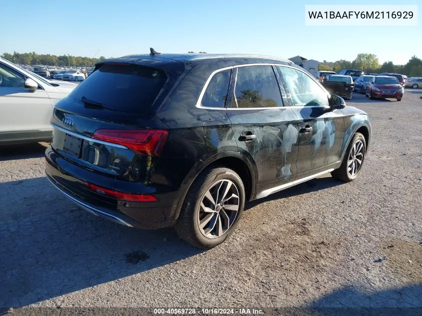 2021 Audi Q5 Premium Plus 45 Tfsi Quattro S Tronic VIN: WA1BAAFY6M2116929 Lot: 40569728