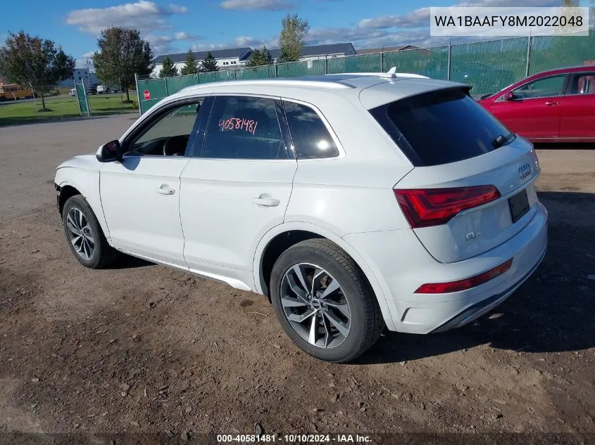 2021 Audi Q5 Premium Plus 45 Tfsi Quattro S Tronic VIN: WA1BAAFY8M2022048 Lot: 40581481