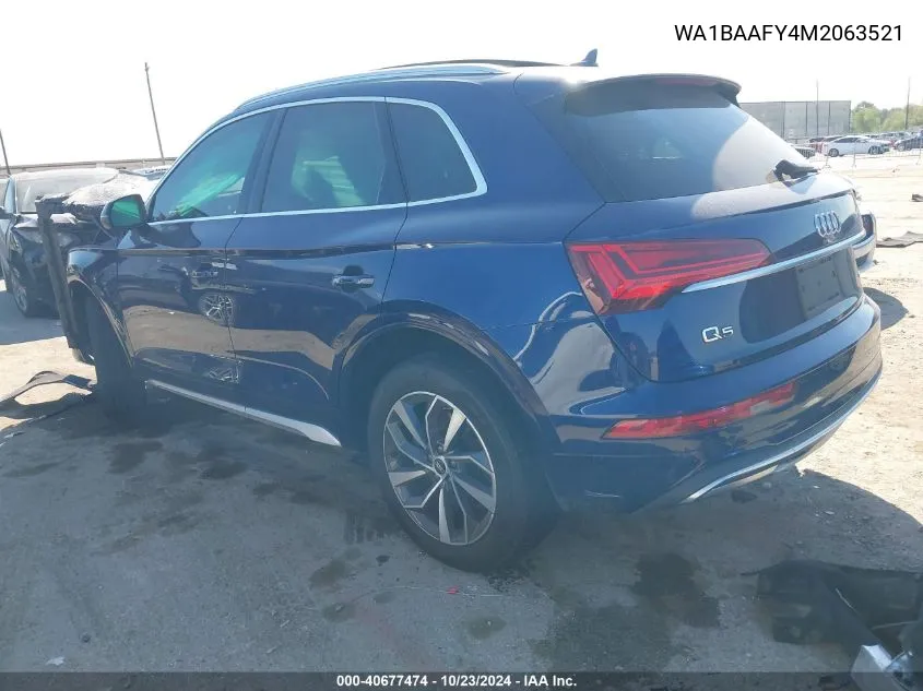 2021 Audi Q5 Premium Plus 45 Tfsi Quattro S Tronic VIN: WA1BAAFY4M2063521 Lot: 40677474