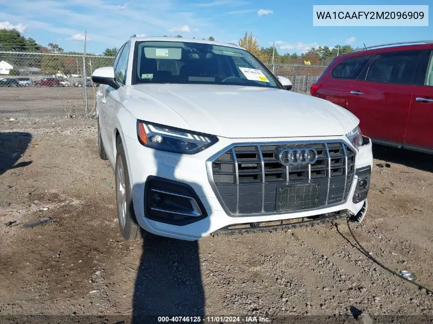 2021 Audi Q5 Prestige 45 Tfsi Quattro S Tronic VIN: WA1CAAFY2M2096909 Lot: 40746125