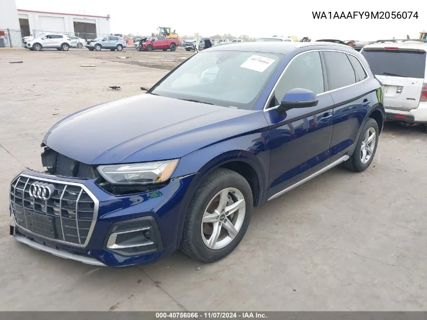 2021 Audi Q5 Premium 45 Tfsi Quattro S Tronic VIN: WA1AAAFY9M2056074 Lot: 40756066