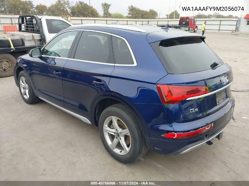 2021 Audi Q5 Premium 45 Tfsi Quattro S Tronic VIN: WA1AAAFY9M2056074 Lot: 40756066