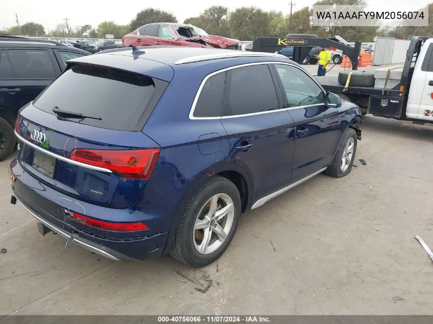 2021 Audi Q5 Premium 45 Tfsi Quattro S Tronic VIN: WA1AAAFY9M2056074 Lot: 40756066