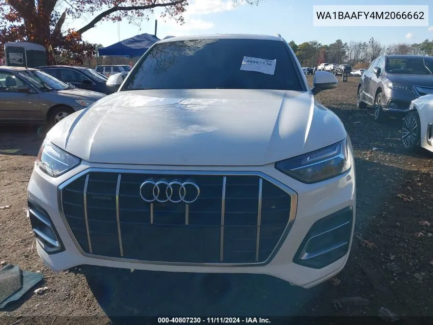 2021 Audi Q5 Premium Plus 45 Tfsi Quattro S Tronic VIN: WA1BAAFY4M2066662 Lot: 40807230