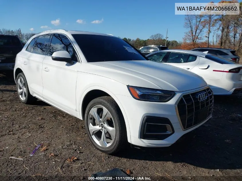 2021 Audi Q5 Premium Plus 45 Tfsi Quattro S Tronic VIN: WA1BAAFY4M2066662 Lot: 40807230