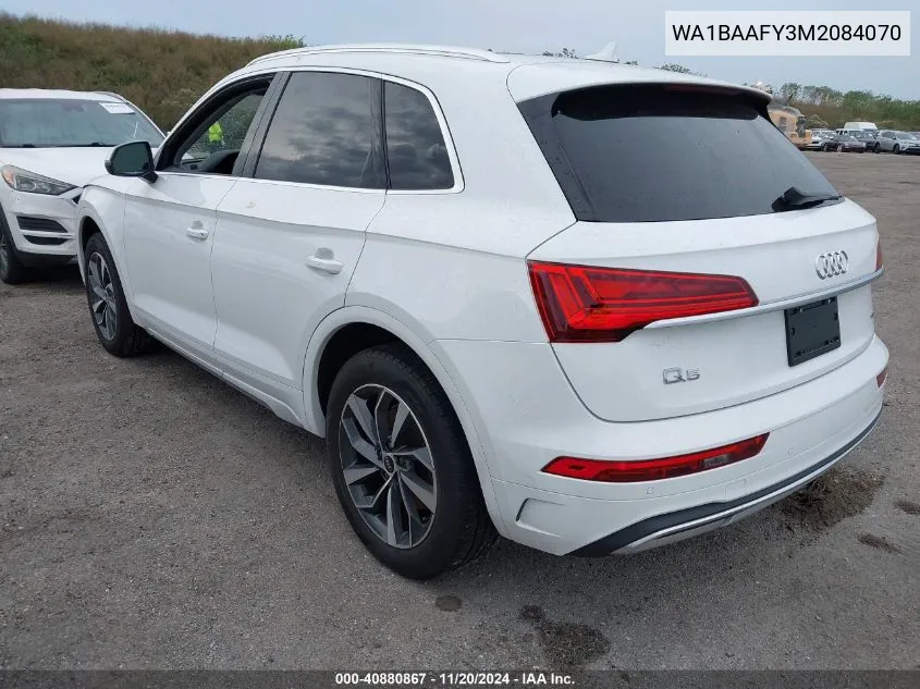 2021 Audi Q5 Premium Plus 45 Tfsi Quattro S Tronic VIN: WA1BAAFY3M2084070 Lot: 40880867