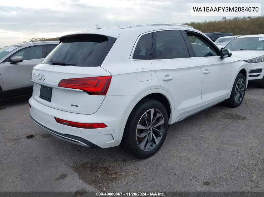 2021 Audi Q5 Premium Plus 45 Tfsi Quattro S Tronic VIN: WA1BAAFY3M2084070 Lot: 40880867