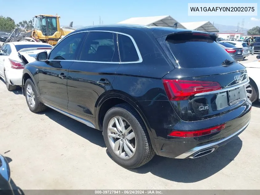 2022 Audi Q5 Premium 45 Tfsi S Line Quattro S Tronic VIN: WA1GAAFY0N2002075 Lot: 39727941